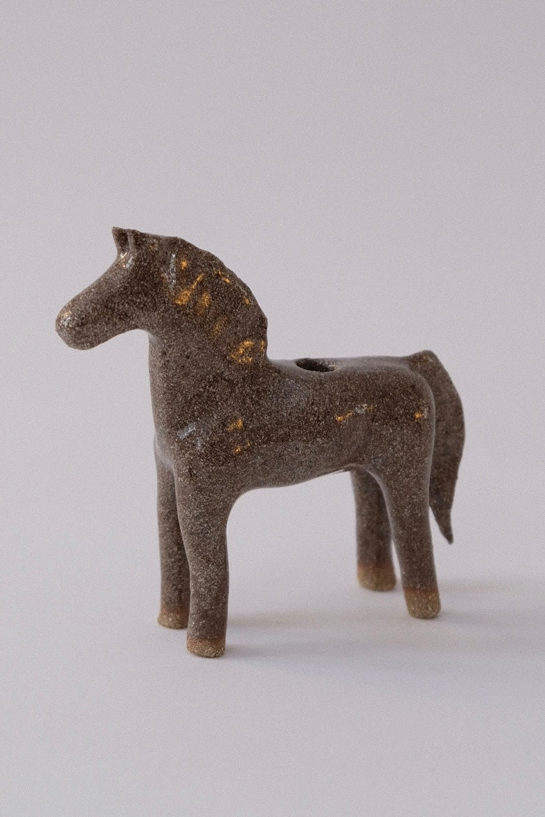 Horse Candle Holder - Light Glossy Brown
