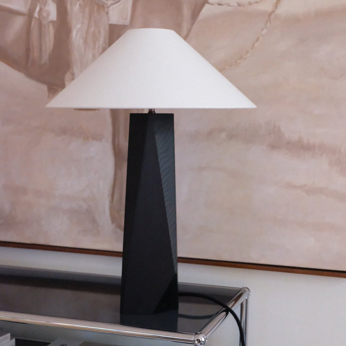 Liss Table Lamp, Dark Solid Wood