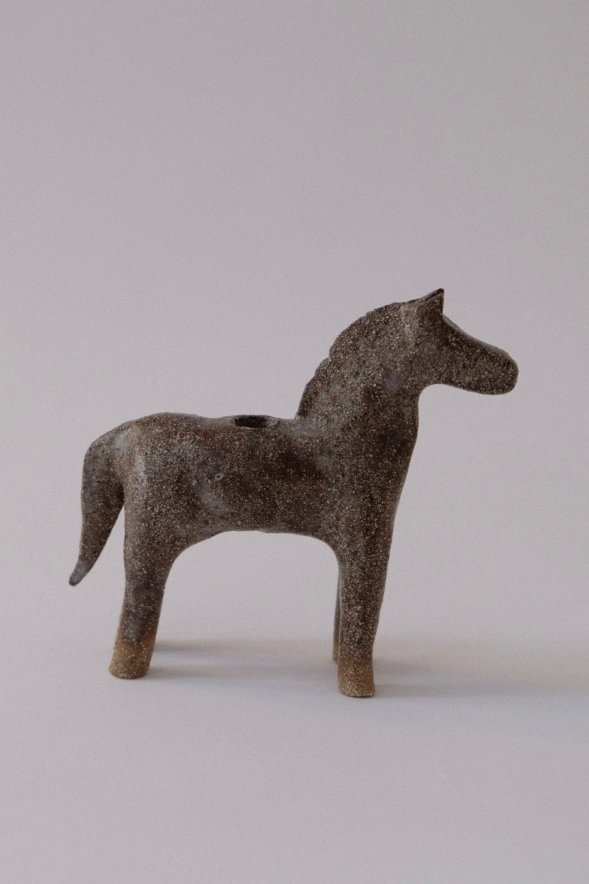 Horse Candle Holder - Light Matt Brown