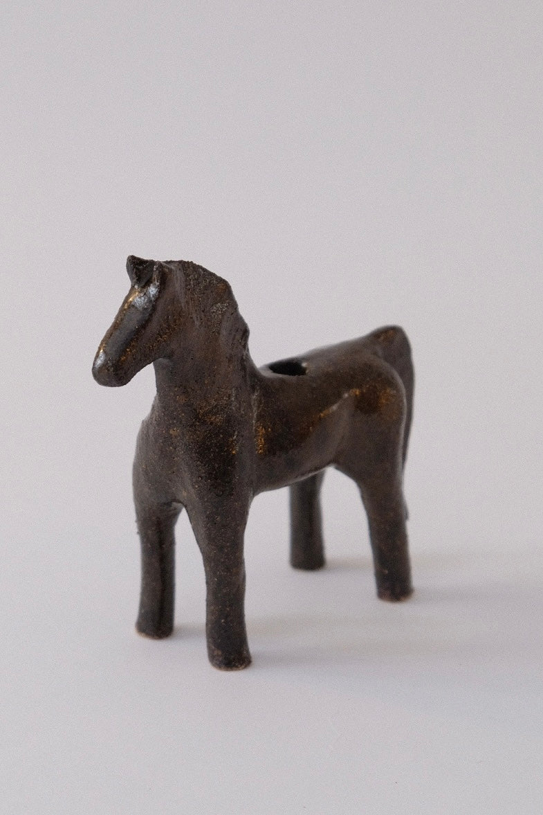Horse Candle Holder - Deep Brown