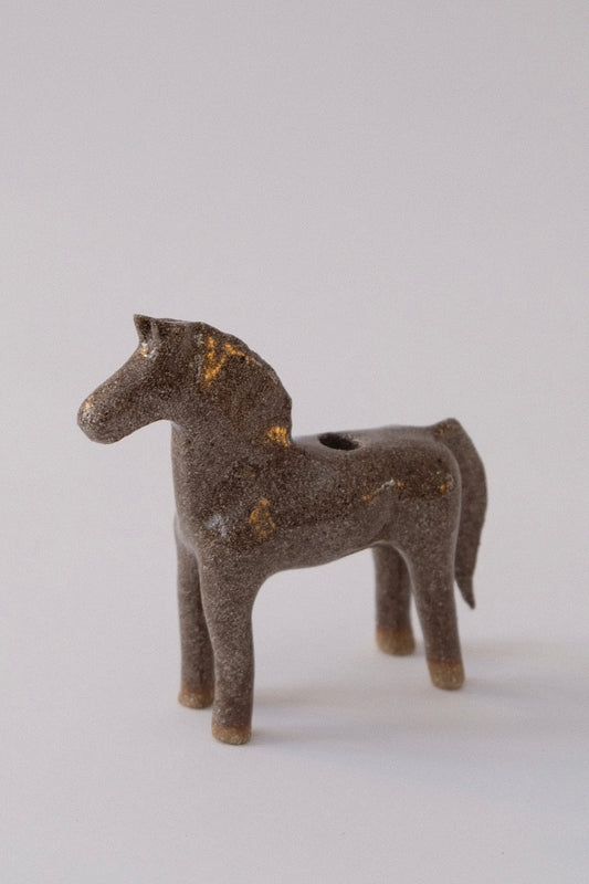 Horse Candle Holder - Light Glossy Brown