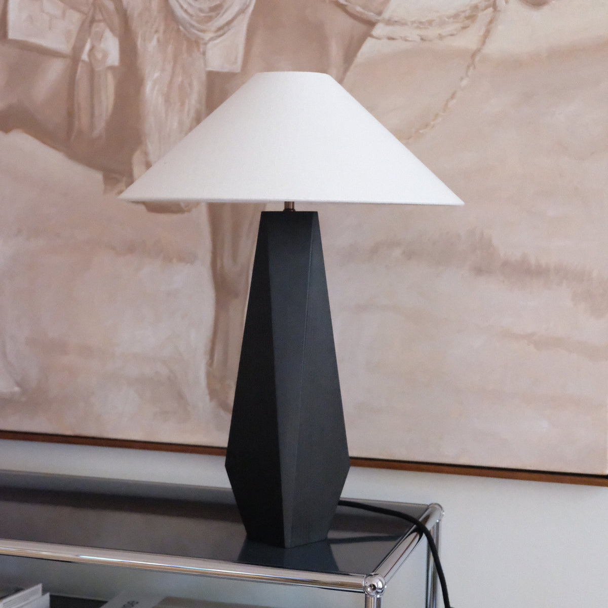 Liss Table Lamp, Dark Solid Wood