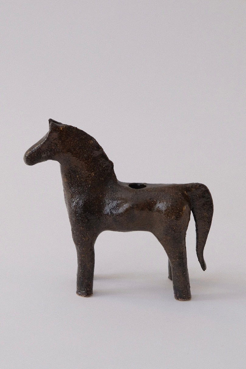 Horse Candle Holder - Deep Brown