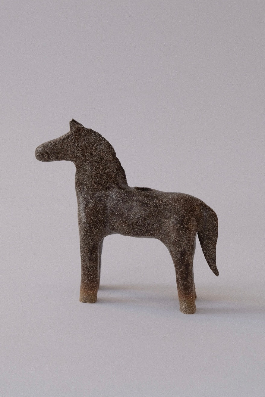 Horse Candle Holder - Light Matt Brown