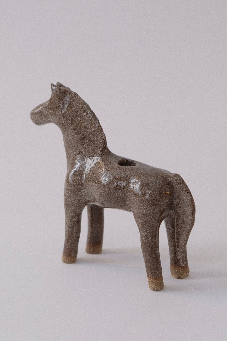 Horse Candle Holder - Light Glossy Brown