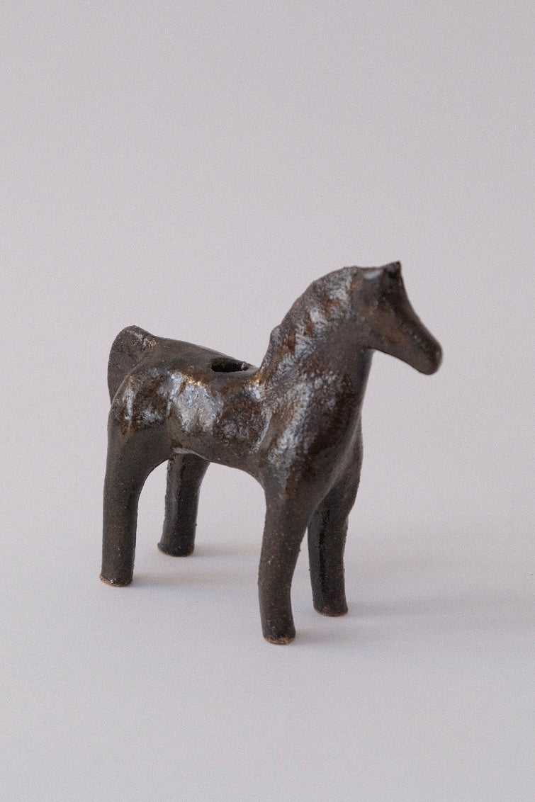 Horse Candle Holder - Deep Brown
