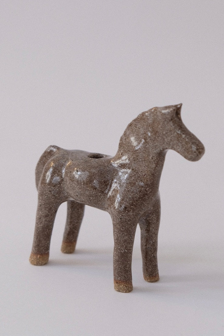 Horse Candle Holder - Light Glossy Brown