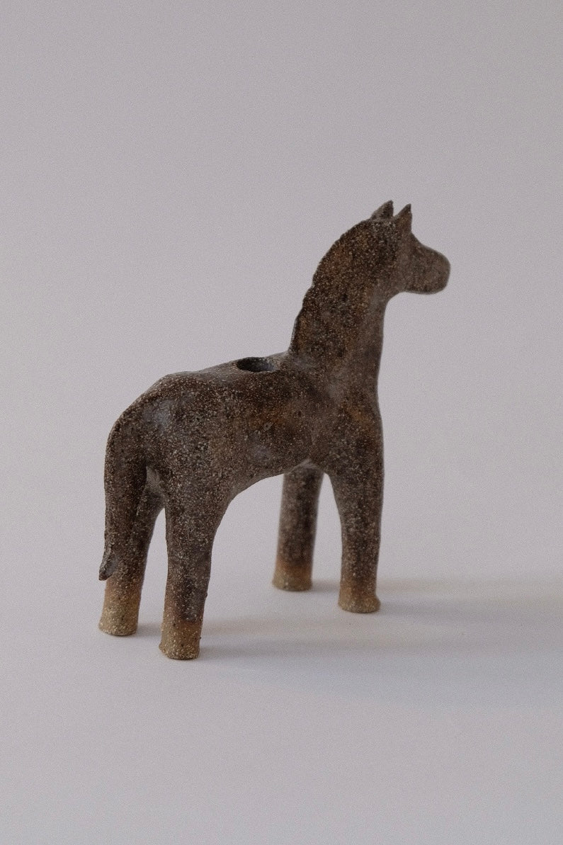 Horse Candle Holder - Light Matt Brown