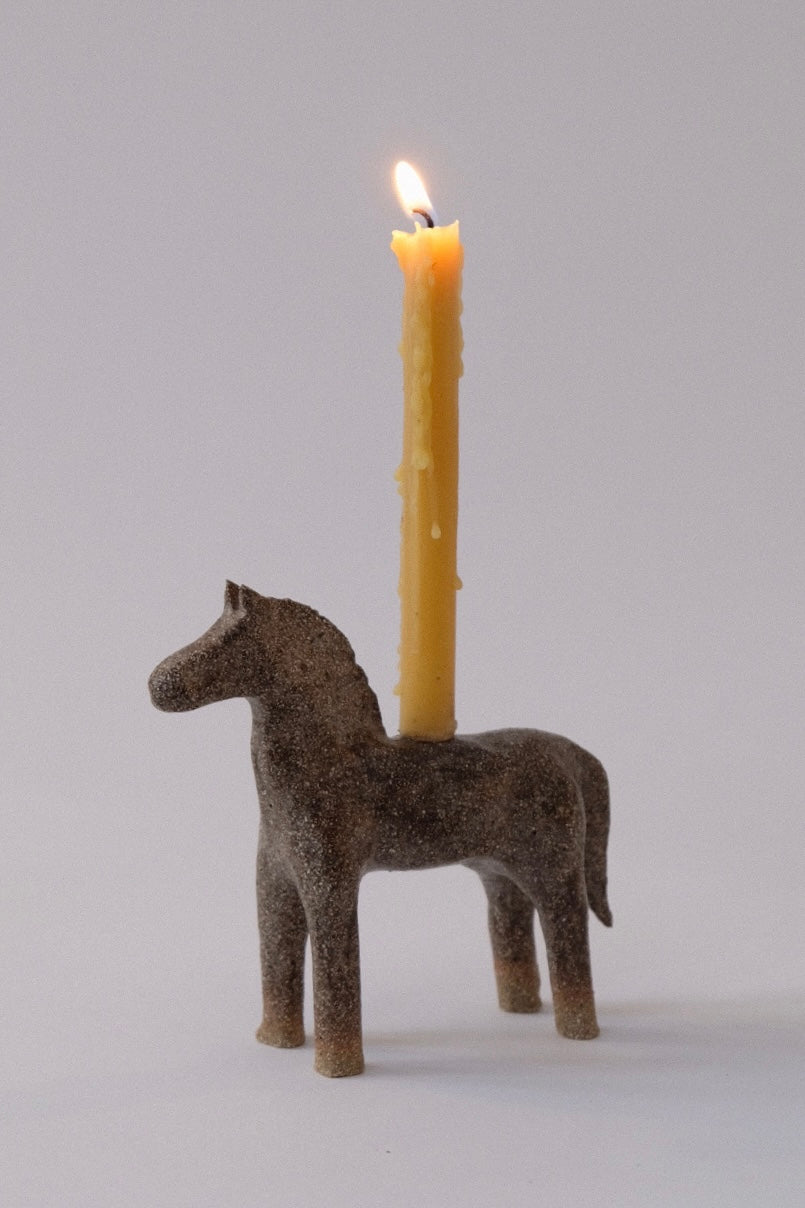 Horse Candle Holder - Light Matt Brown