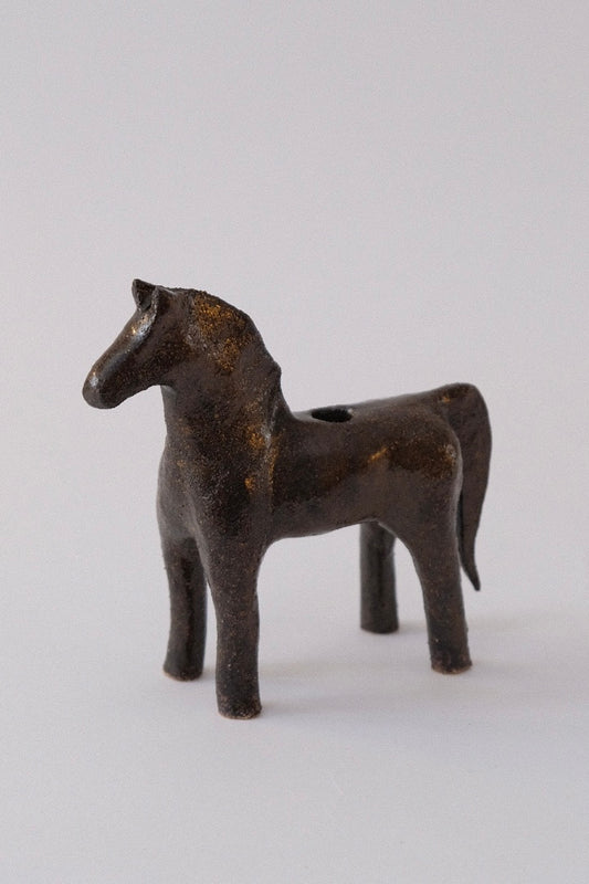 Horse Candle Holder - Deep Brown