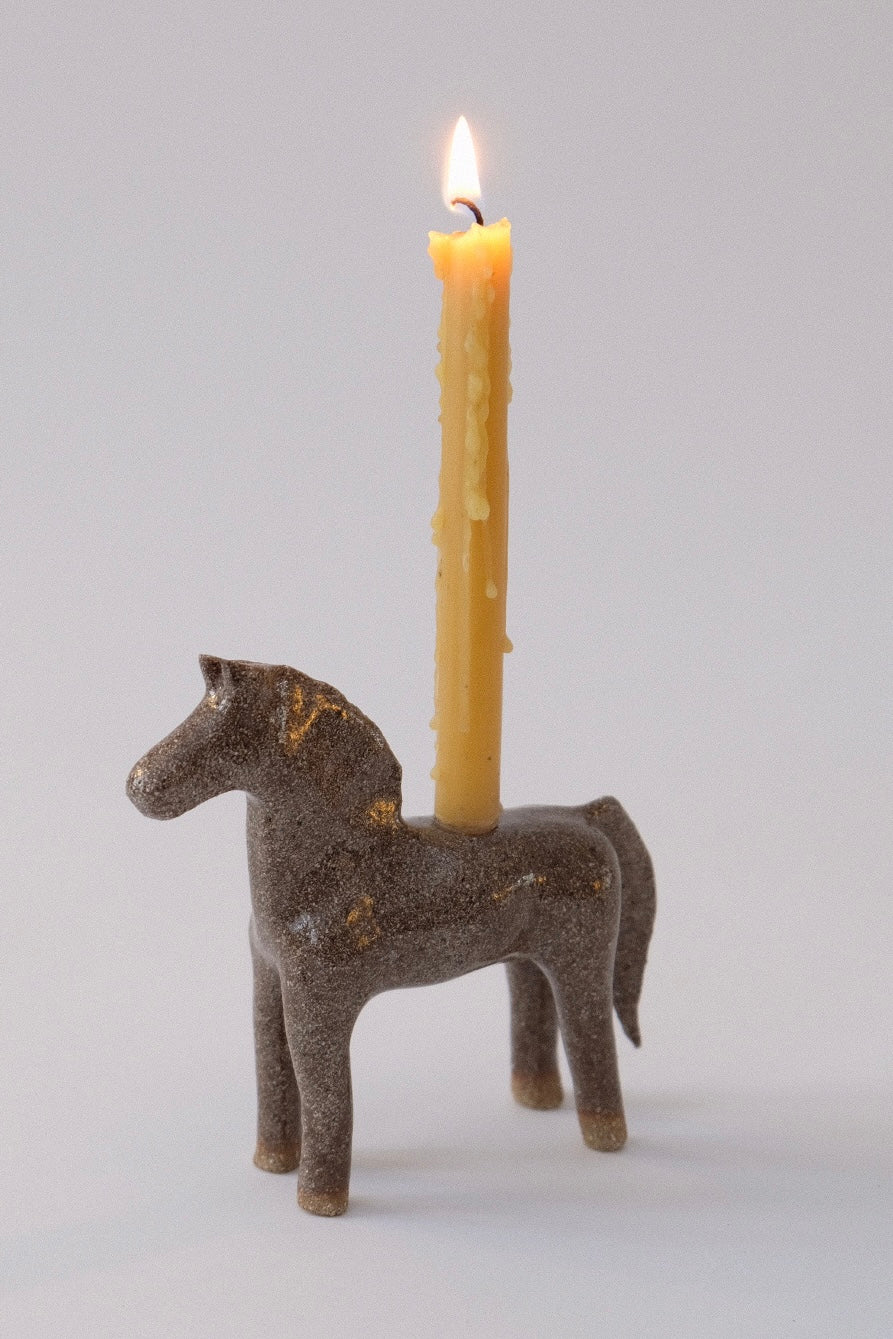 Horse Candle Holder - Light Glossy Brown