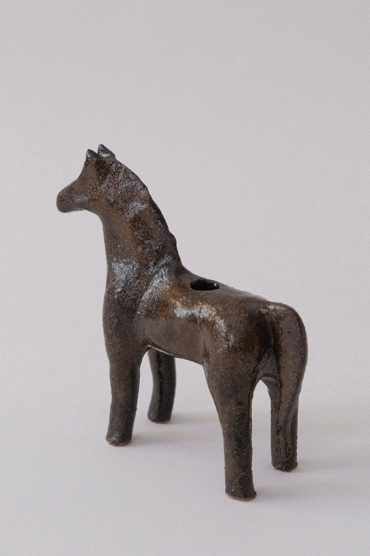 Horse Candle Holder - Deep Brown