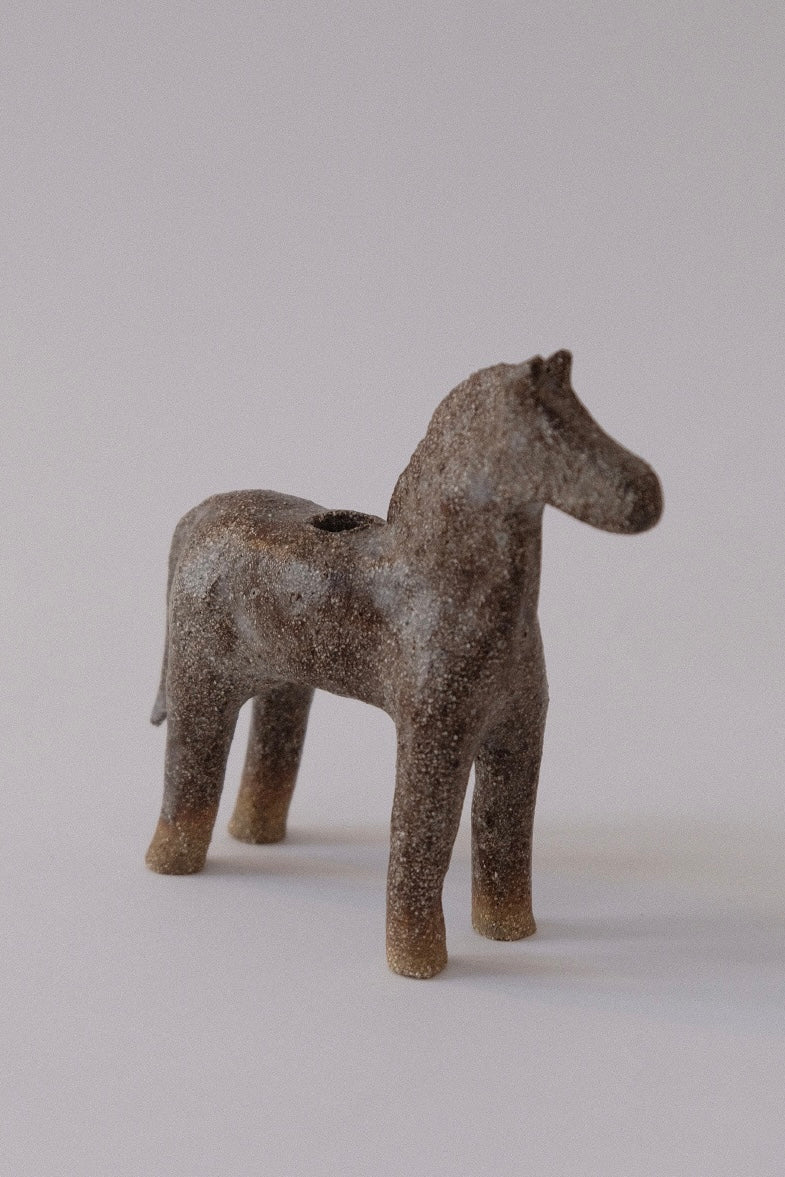 Horse Candle Holder - Light Matt Brown