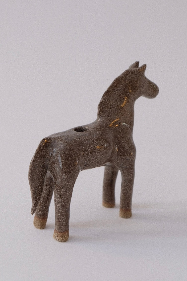 Horse Candle Holder - Light Glossy Brown