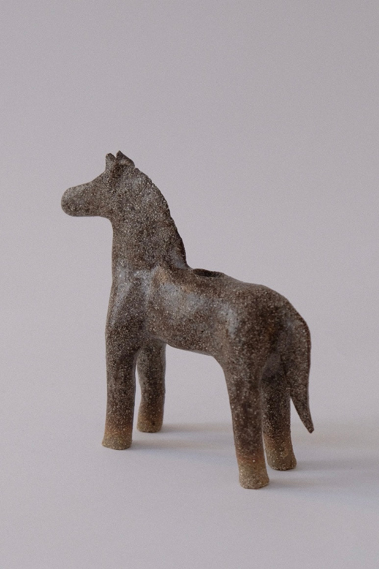 Horse Candle Holder - Light Matt Brown